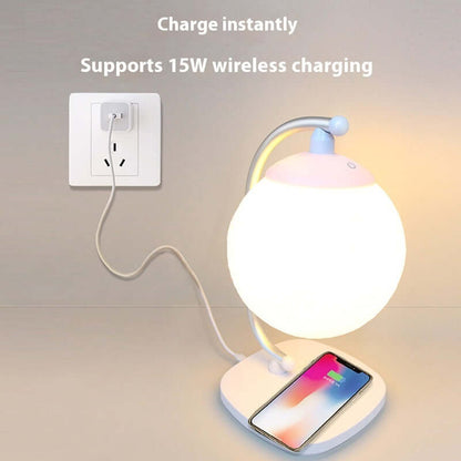 Compact Smart LED Bedside Table Lamp with Wireless Charging