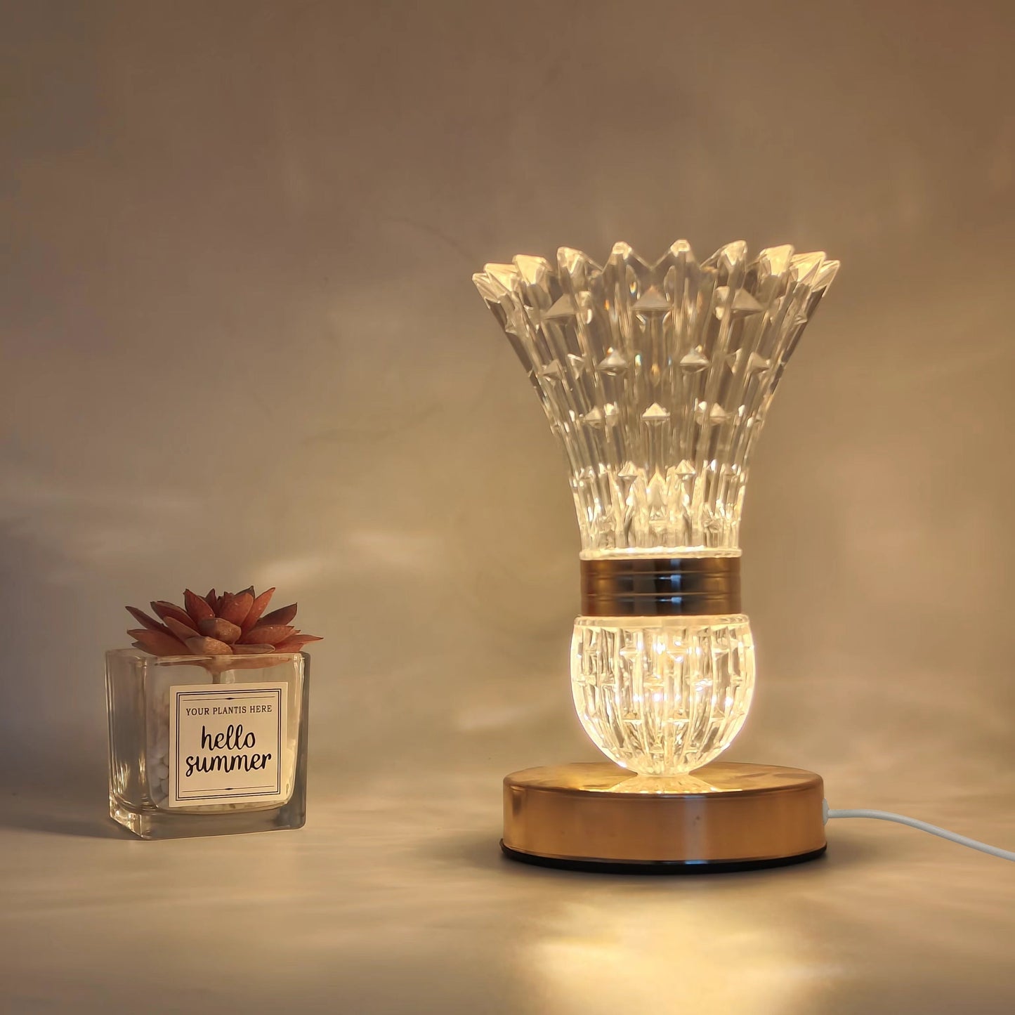 Dimmable LED Glass Table Lamp with Warm Ambient Light
