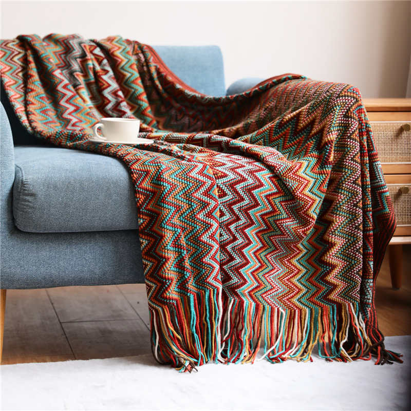 Vibrant Striped Fringe Throw Blanket