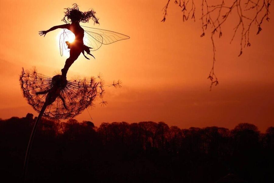 Whimsical Metal Fairy Garden Statue