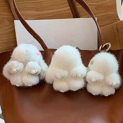 Adorable Plush Bunny Pom Pom Charm Keychain