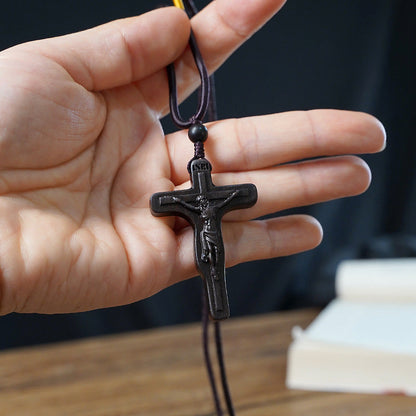 Wooden Cross Pendant Necklace