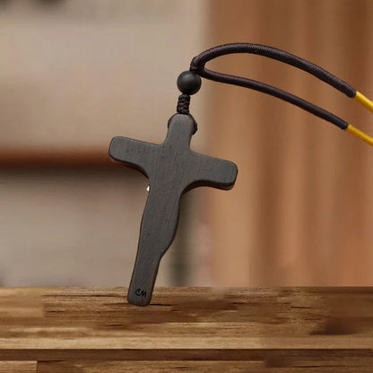Wooden Cross Pendant Necklace