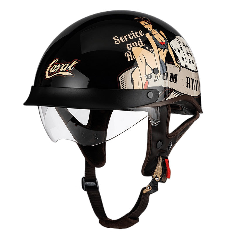 Sleek Chopper Motorcycle Helmet with Simple Style