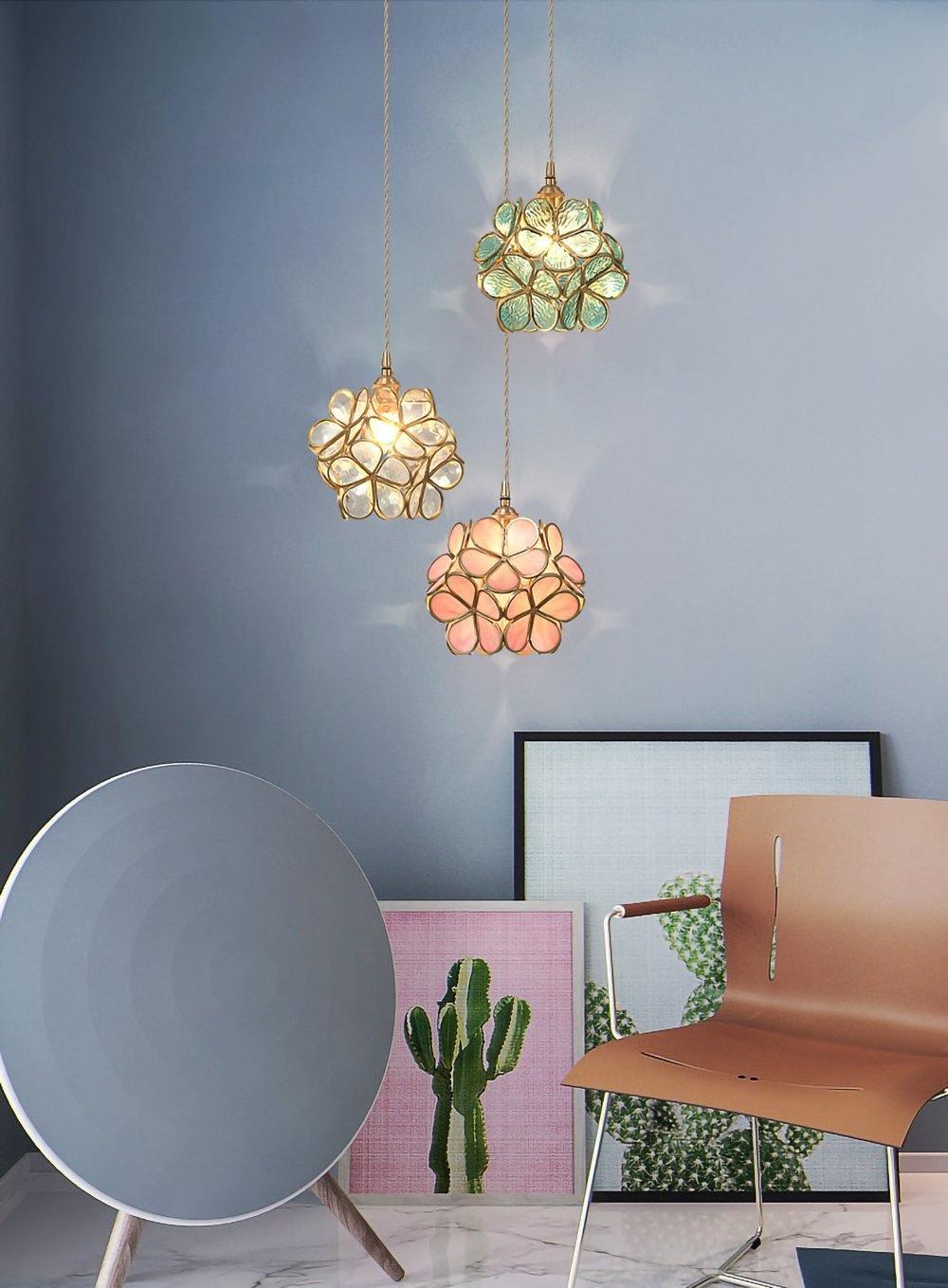 Elegant Glass Pendant Ceiling Light Adjustable Height