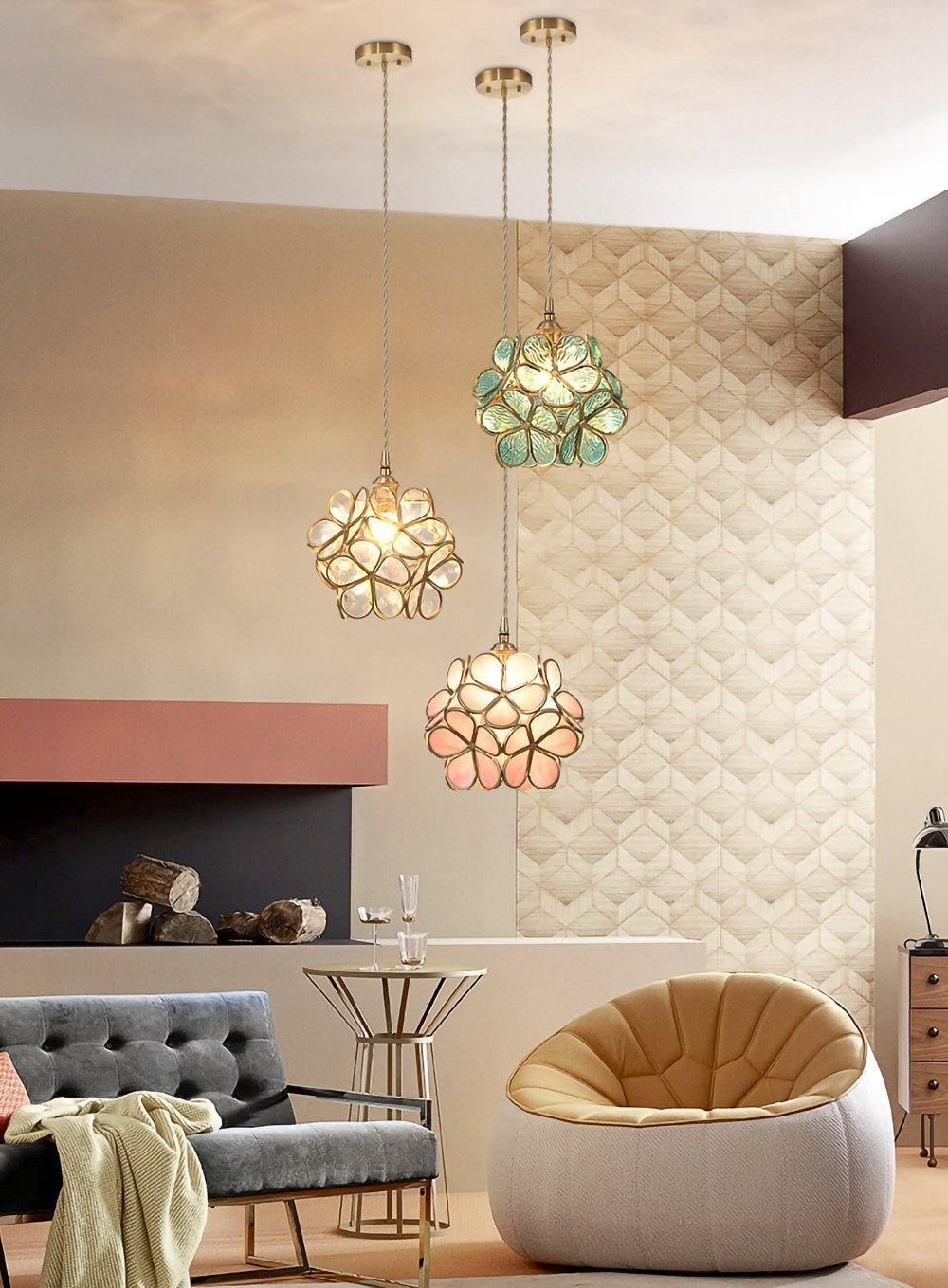 Elegant Glass Pendant Ceiling Light Adjustable Height