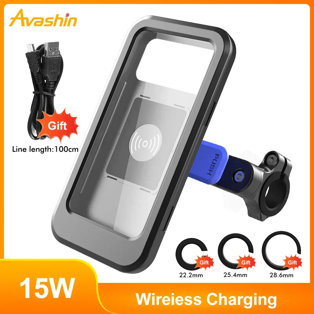 Waterproof Bike Phone Mount with Wireless Charger