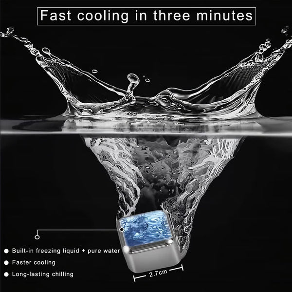 Durable Reusable Metal Ice Cubes Set with Tongs