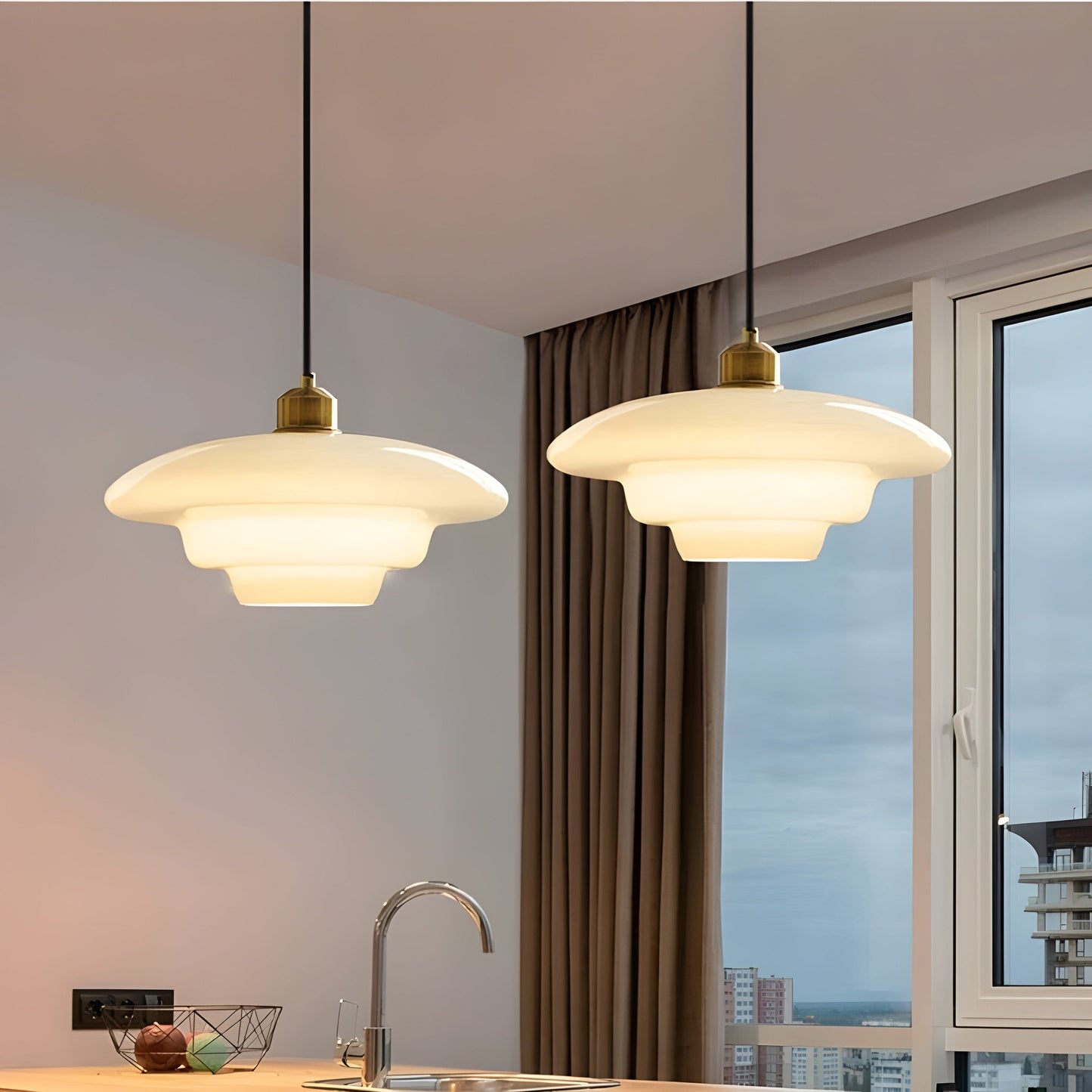 Simple White Glass Pendant Light