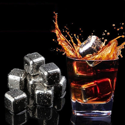 Durable Reusable Metal Ice Cubes Set with Tongs