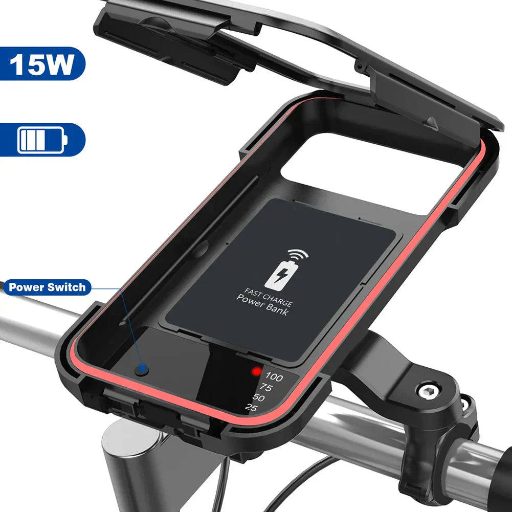 Durable 15W Wireless Bike Phone Holder Mount