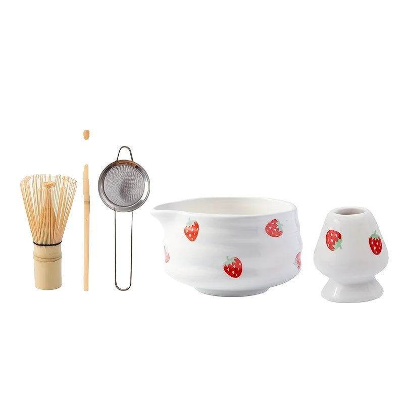 Pink Ceramic Matcha Tea Bowl Set Large Premium Quality - Cofik