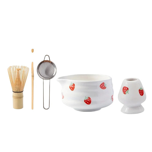 Pink Ceramic Matcha Tea Bowl Set Large Premium Quality - Cofik