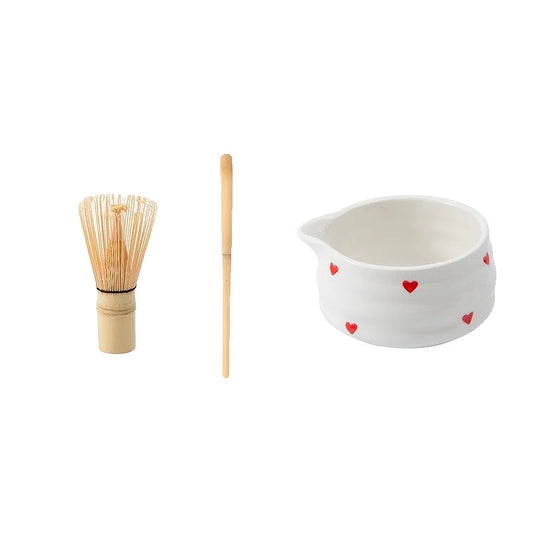 Ceramic Green Tea Bowl Set with Whisk for Matcha - Cofik