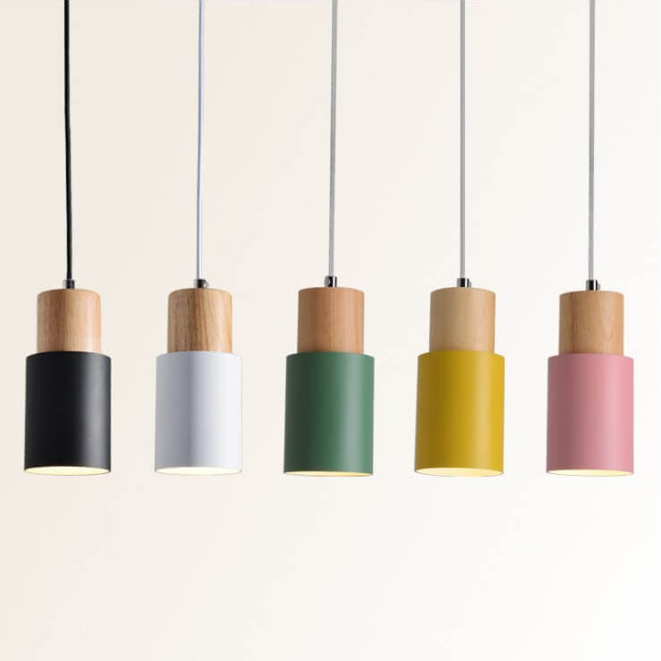 Stylish Wooden Metal Pendant Lamp Adjustable Lighting