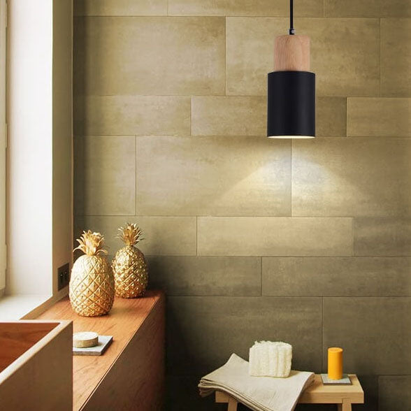 Stylish Wooden Metal Pendant Lamp Adjustable Lighting