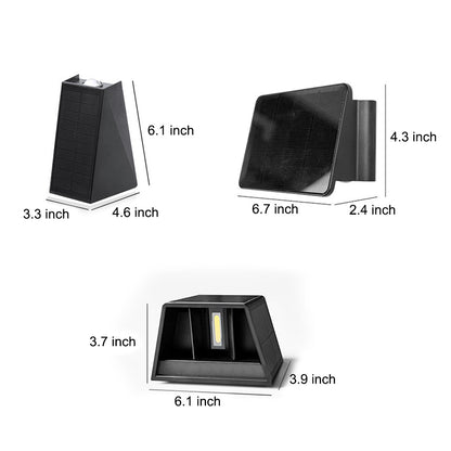 Outdoor LED Solar Powered Black Wall Lamps