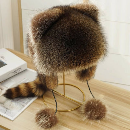 Adorable Faux Fur Raccoon Parent Kid Hat