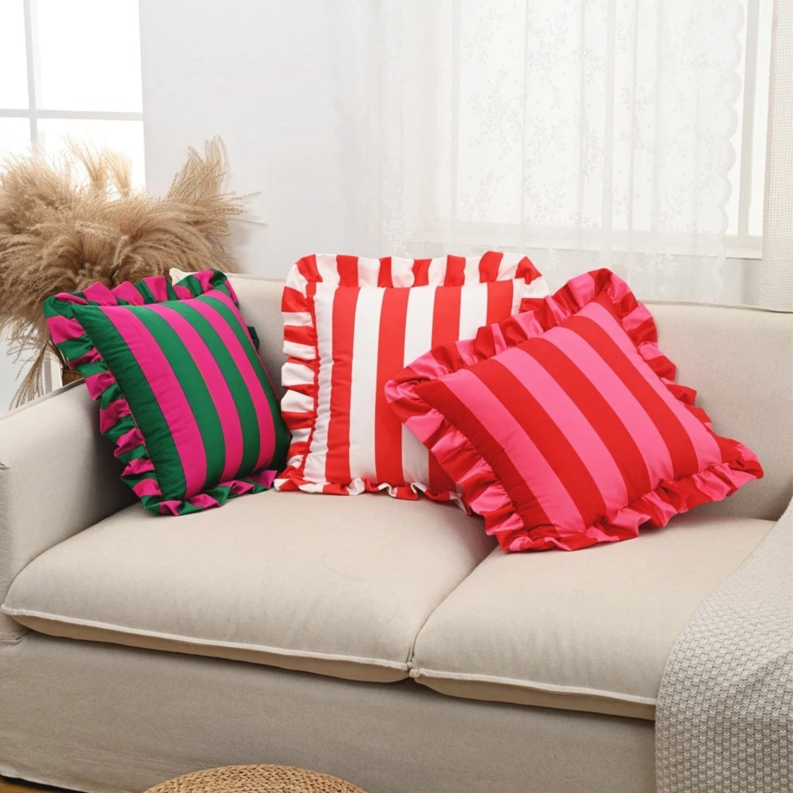 Vintage Floral Ruffled Pillow Cover