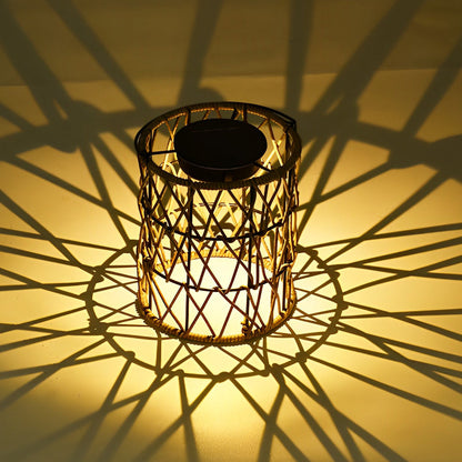 Outdoor Solar Powered Rattan Garden Lamp