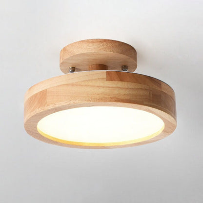 Sleek Wooden LED Semi Flush Mount Ceiling Light