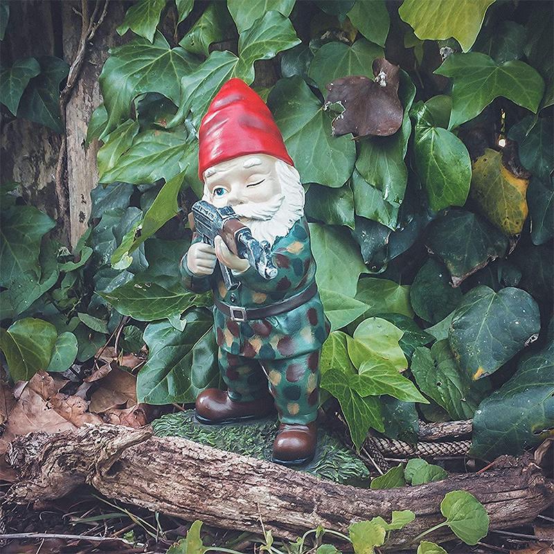 Tough Camo Yard Gnome Statue