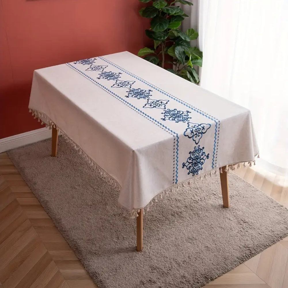 Elegant Embroidered Dining Table Cover