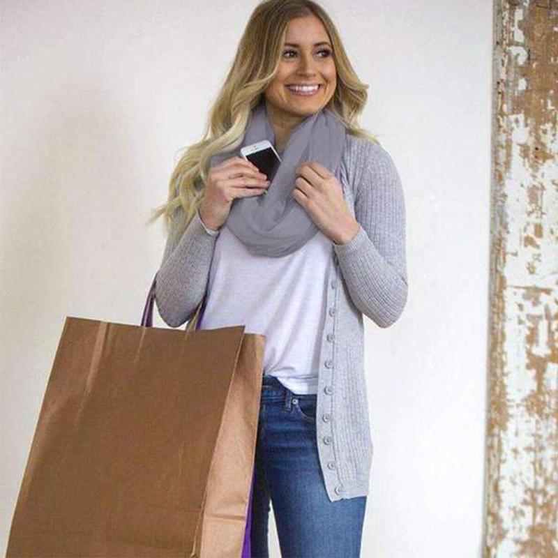 Cozy Neck Scarf with Secret Pocket for Cold Weather