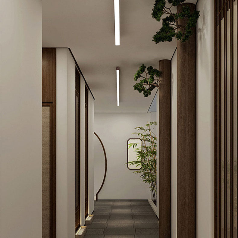 Sleek LED Ceiling Light Fixture 24 Inch Walnut Finish