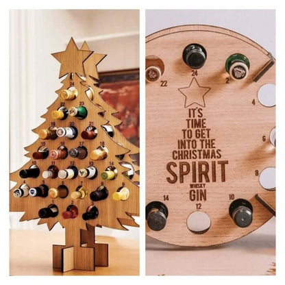 Festive Holiday Countdown Tree - Reusable Wood Wine Holder