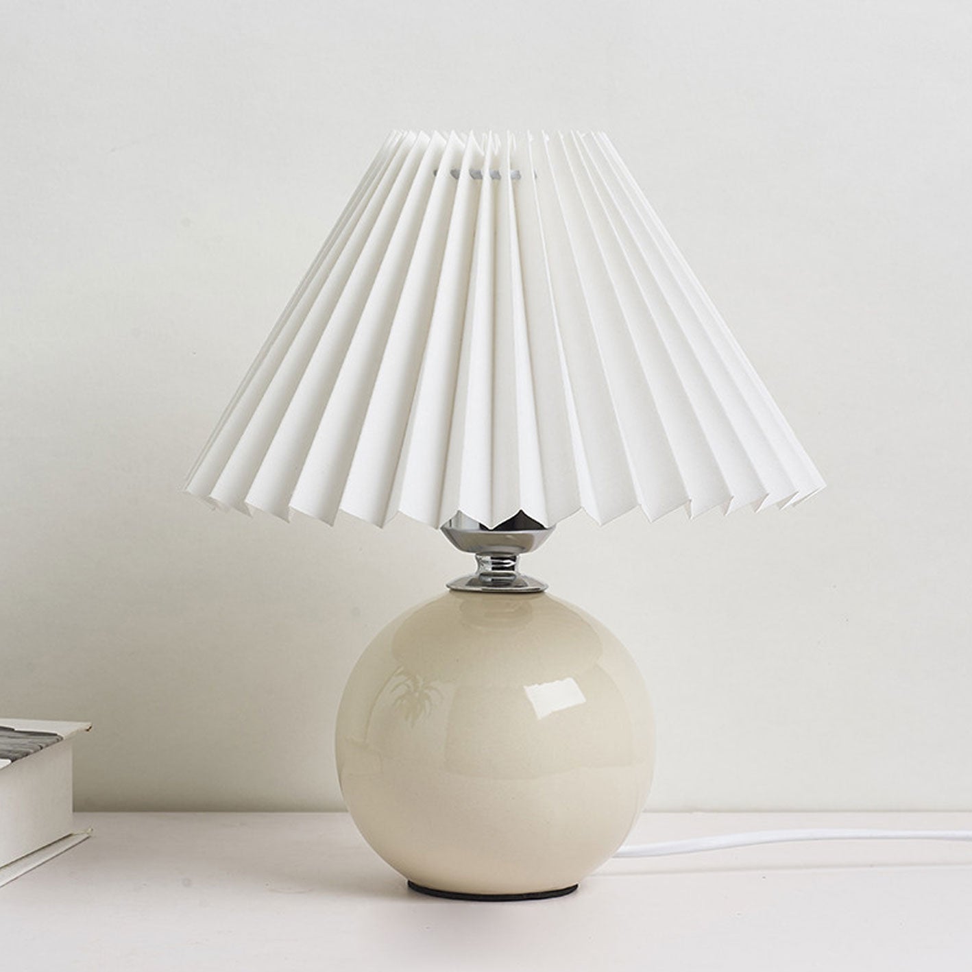Simple Ceramic Desk Lamp with Folded Shade