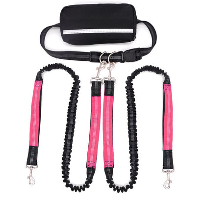 Adjustable Dog Running Leash with Pouch Bag