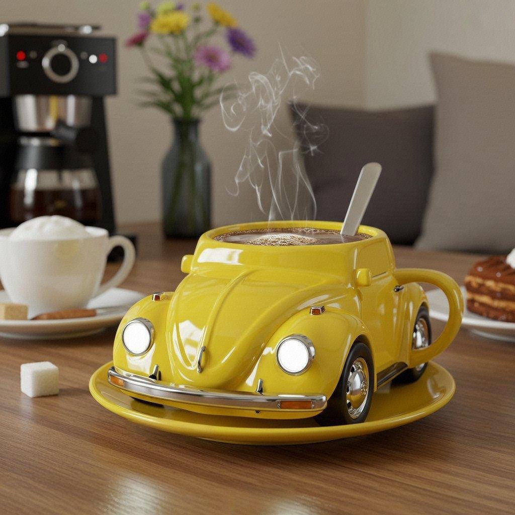 Vintage Car Shaped Ceramic Coffee Mug