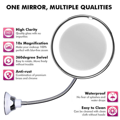 Bright 10x Magnifying LED Vanity Mirror