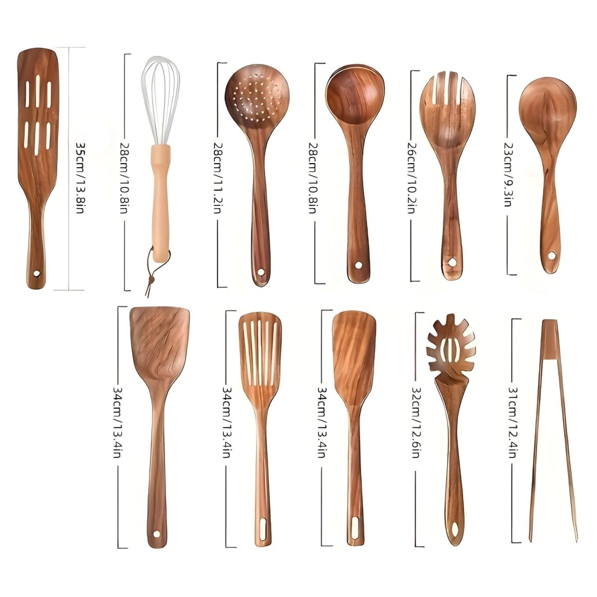 Durable 11pc Wood Kitchen Utensil Set