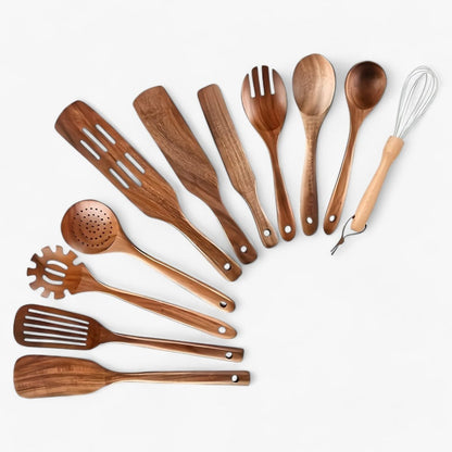 Durable 11pc Wood Kitchen Utensil Set - Cofik