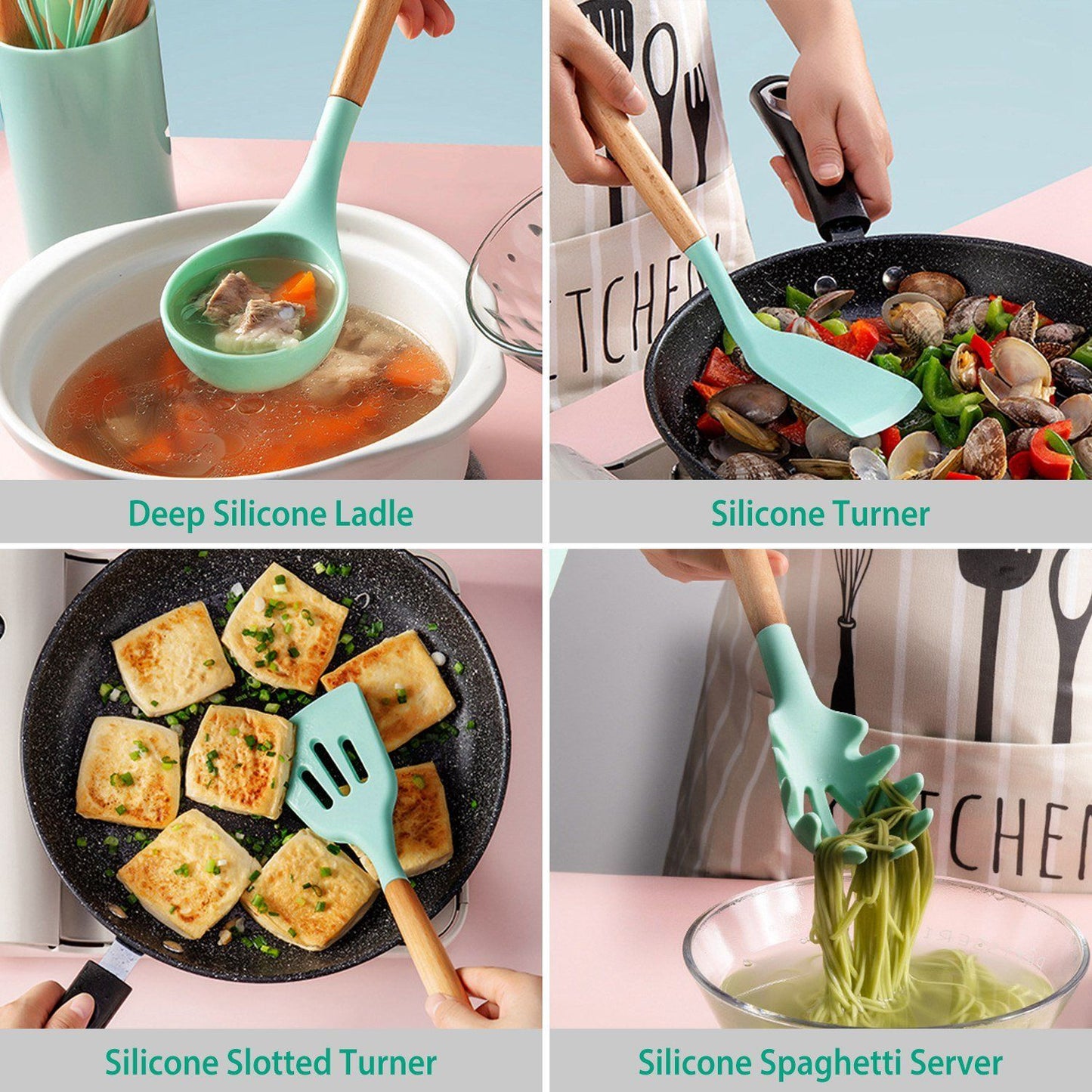 Non-Stick 11-Piece Silicone Kitchen Cookware Set