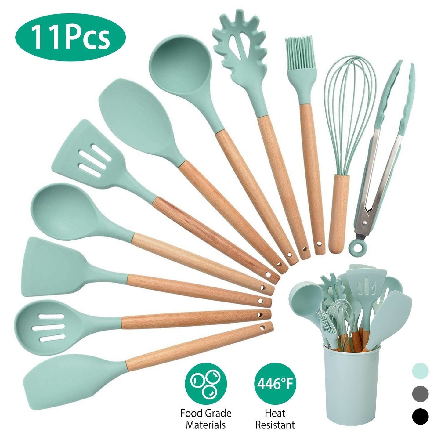 Non-Stick 11-Piece Silicone Kitchen Cookware Set