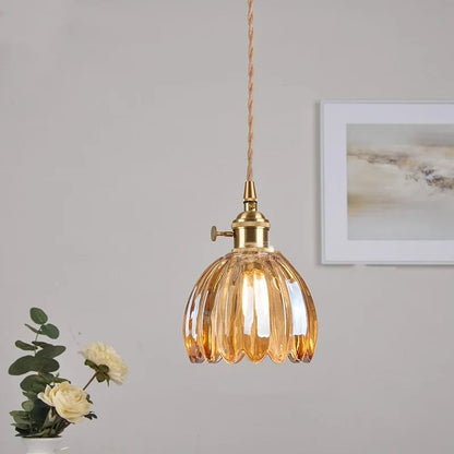 Vintage Floral Glass Hanging Lamp