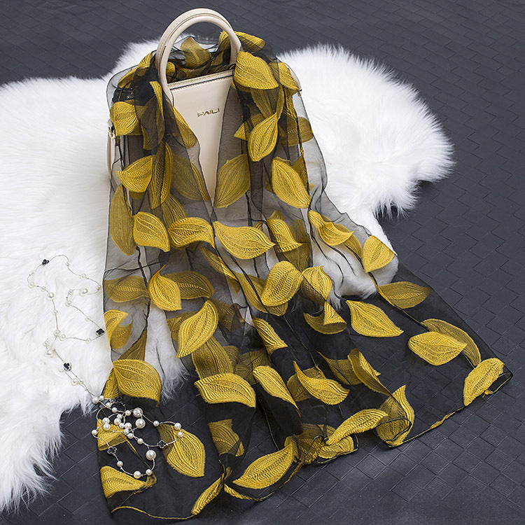 Luxury Silk Scarf with Floral Pattern