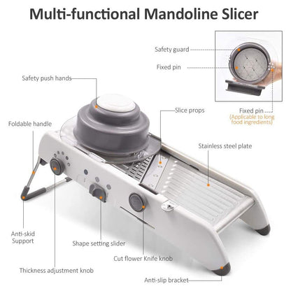 Easy Slice Mandoline - Adjustable Sharp Steel Blade Cutter