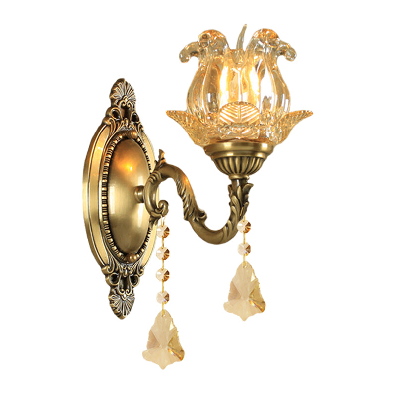 Classic Clear Glass Brass Wall Lamp