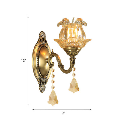 Classic Clear Glass Brass Wall Lamp