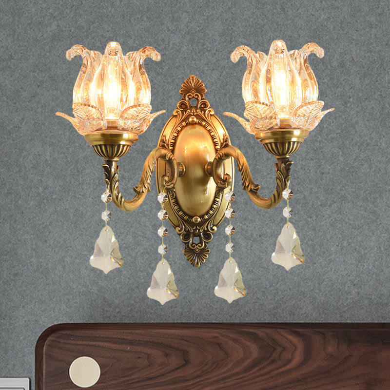 Classic Clear Glass Brass Wall Lamp