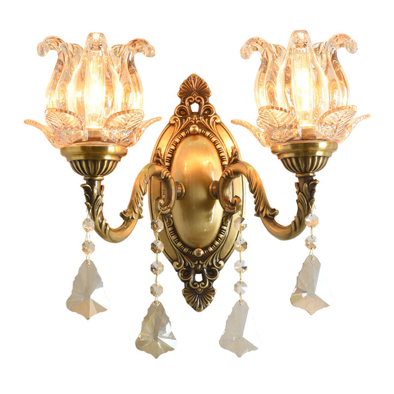 Classic Clear Glass Brass Wall Lamp