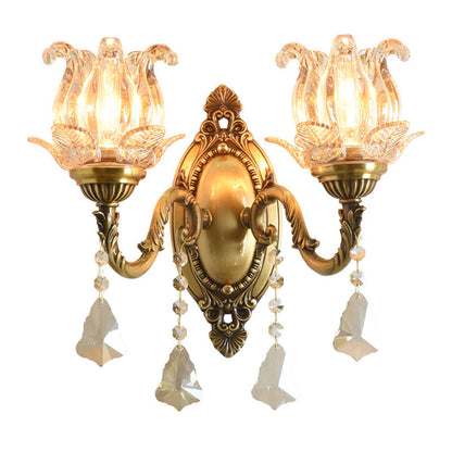 Classic Clear Glass Brass Wall Lamp