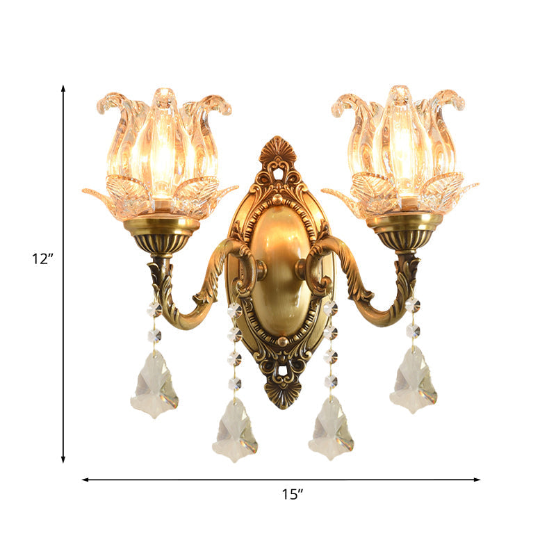 Classic Clear Glass Brass Wall Lamp