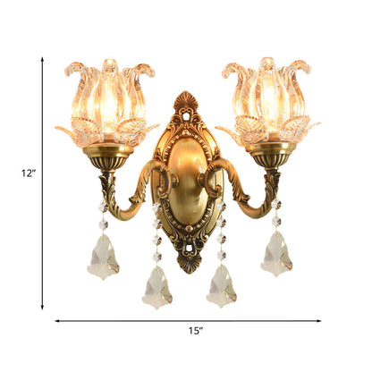 Classic Clear Glass Brass Wall Lamp