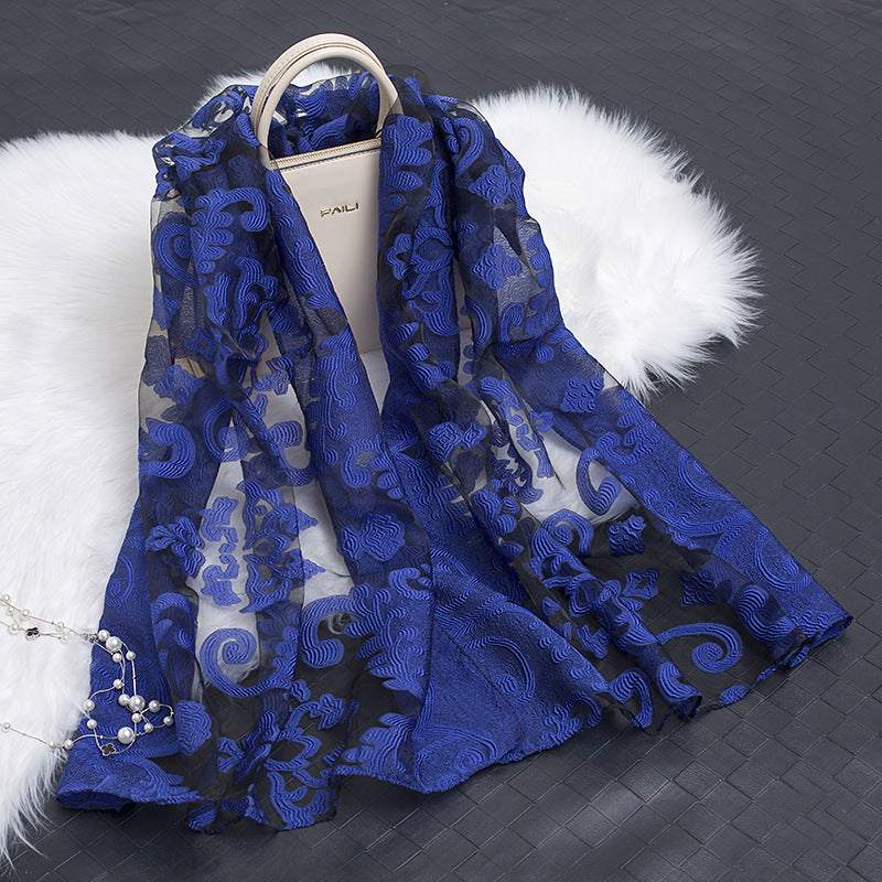 Luxury Silk Scarf with Floral Pattern