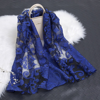 Luxury Silk Scarf with Floral Pattern